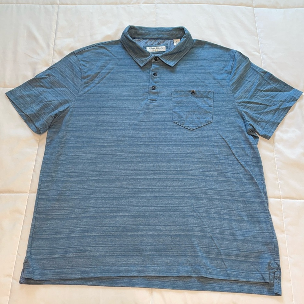 English Laundry blue striped polo. Men's XL. Cotton/poly. Like new condition.